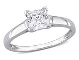 1.05 Carat (ctw) Lab-Created White Sapphire Solitaire Ring in 10K White Gold